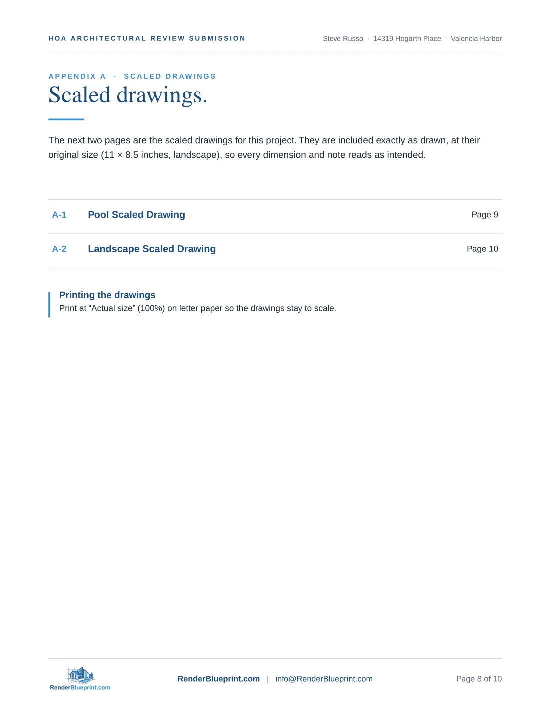 Sample HOA Board Submission Kit, page 8 of 10