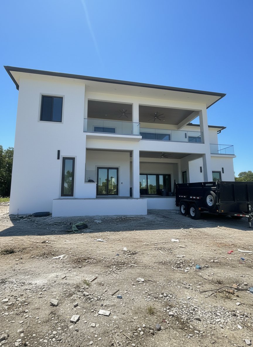 Yard before design — bare construction state
